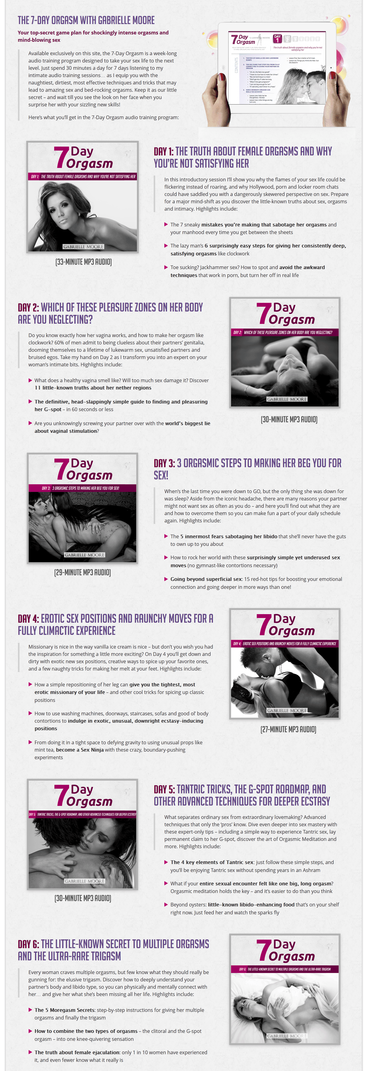 gabrielle, moore, 7-day, orgasm, sex, positions, erotic, g-spot, ecstasy, pleasure, trigasm, 